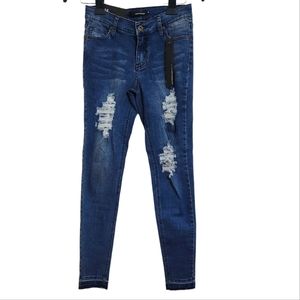 NWT Contraband Distressed Ripped Skinny Jeans Dark Wash Girl's 16